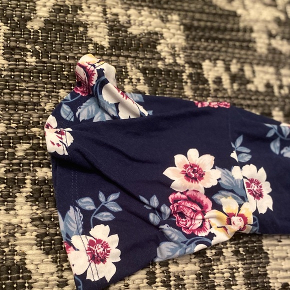 brand: PINK ROSE | color: DARK BLUE WITH MULTI COLORED FLOWER PRINTS | size: L - Picture 3 of 3